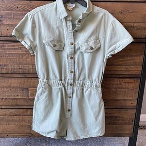 VICI Collection green denim romper with buttons